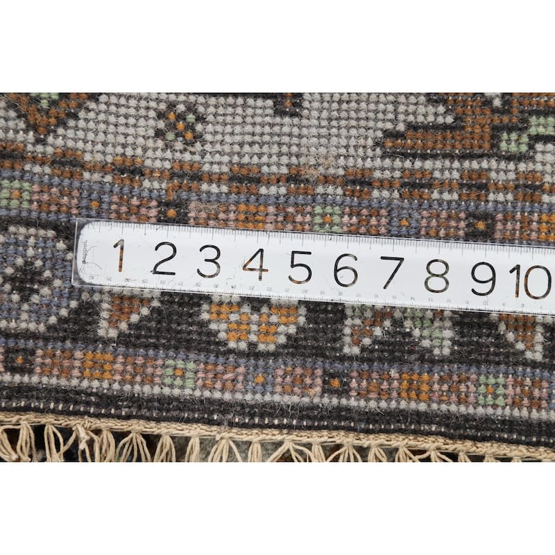 Hand Knotted Oriental 100% Wool Carpet Transitional Geometric Greys & Charcoal Khotan Area Rug - 5' 1'' X 3' 0''