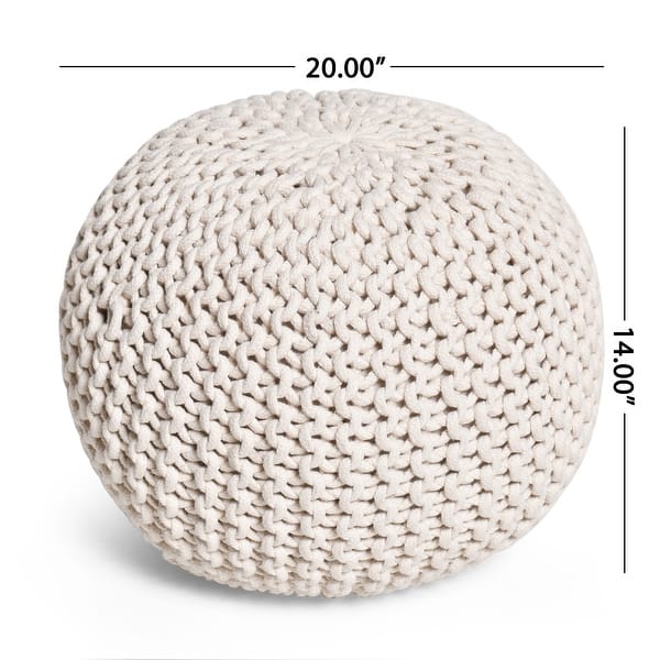 dimension image slide 2 of 9, Moro Handcrafted Modern Cotton Pouf by Christopher Knight Home
