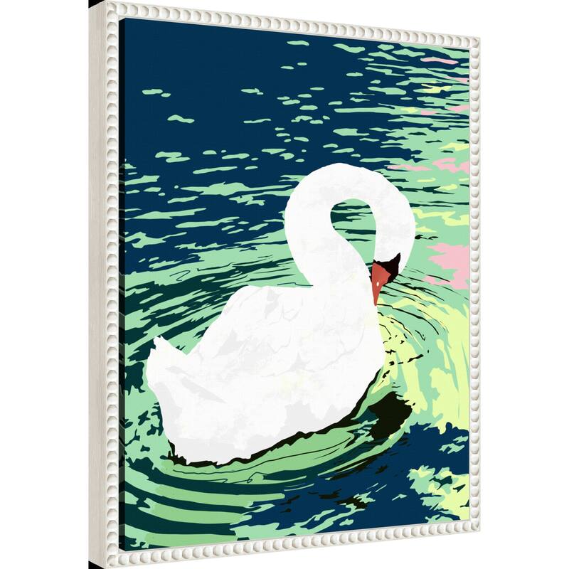 Swan Birds Painting by Uma Gokhale Framed Canvas Wall Art