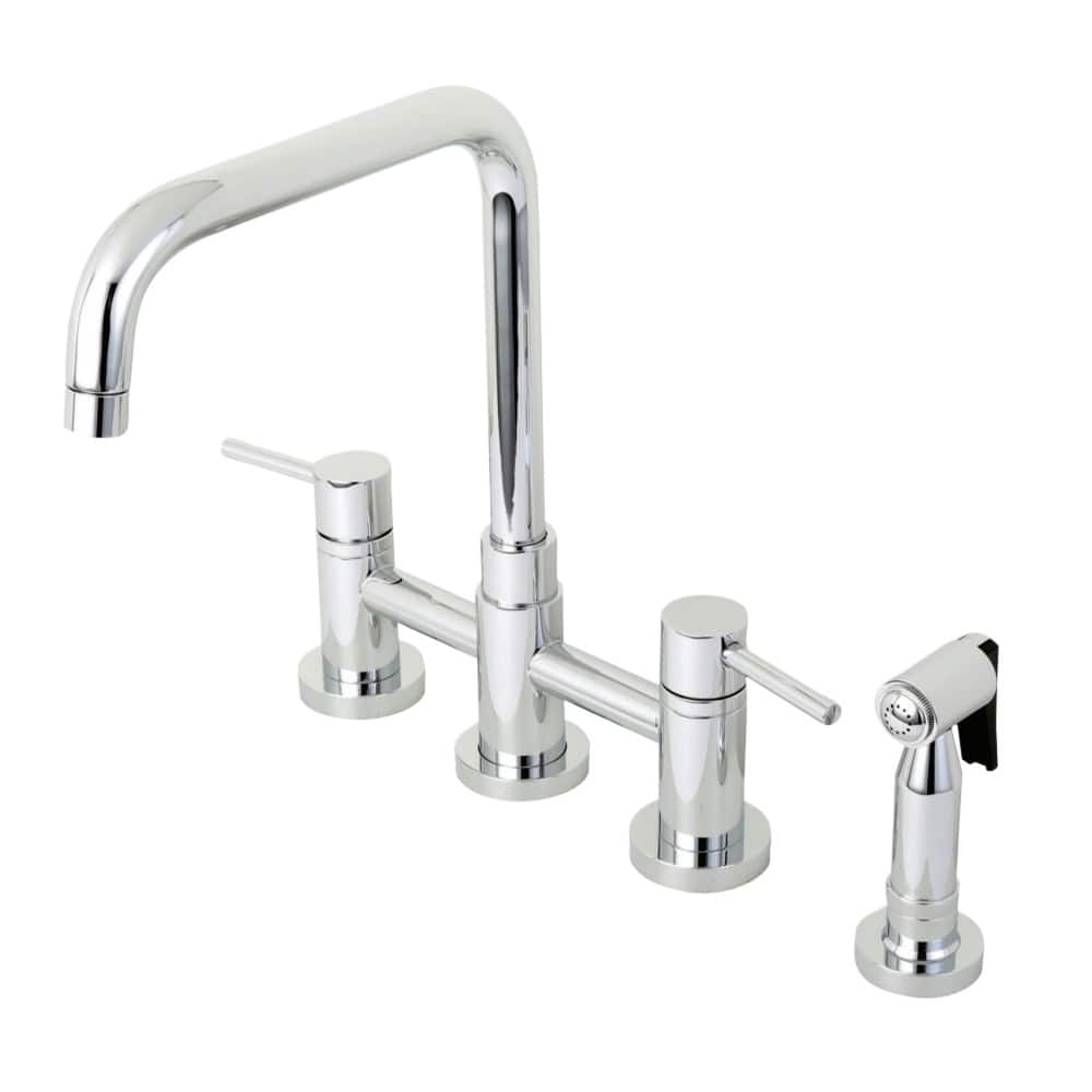 Kingston Brass Concord Two-Handle Bridge Kitchen Faucet with Brass Sprayer