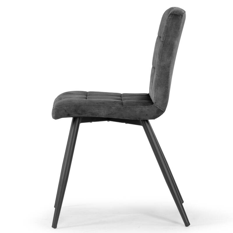 Set of 2 Anika Black Velvet Dining Chair with Stitching