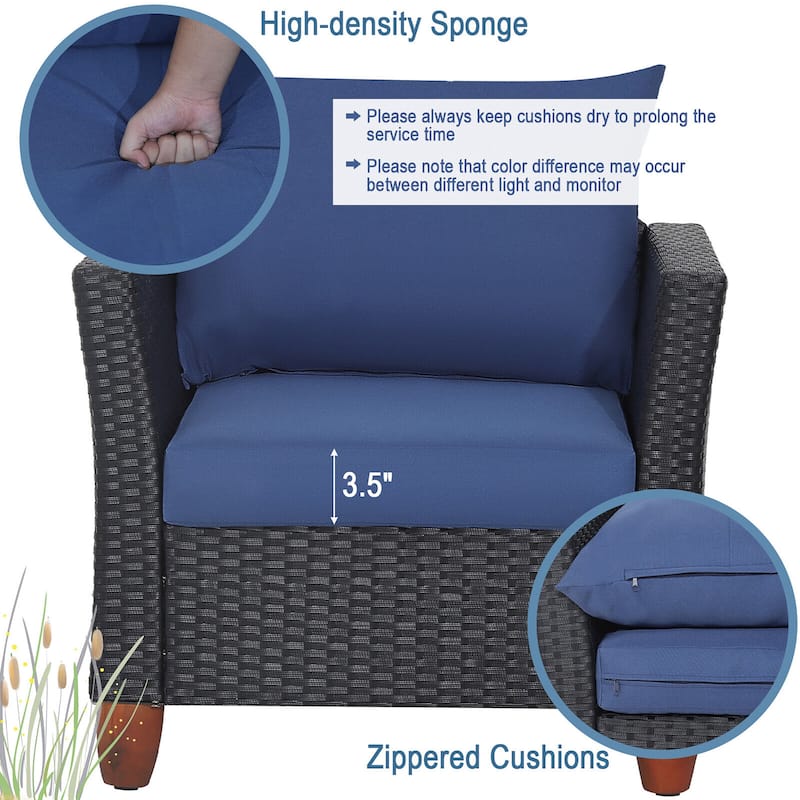 Gymax 3PCS Patio Rattan Conversation Set Outdoor Furniture Set w/