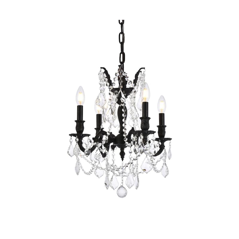 Somette Zurich 4-light Royal Cut Crystal and Dark Bronze Chandelier