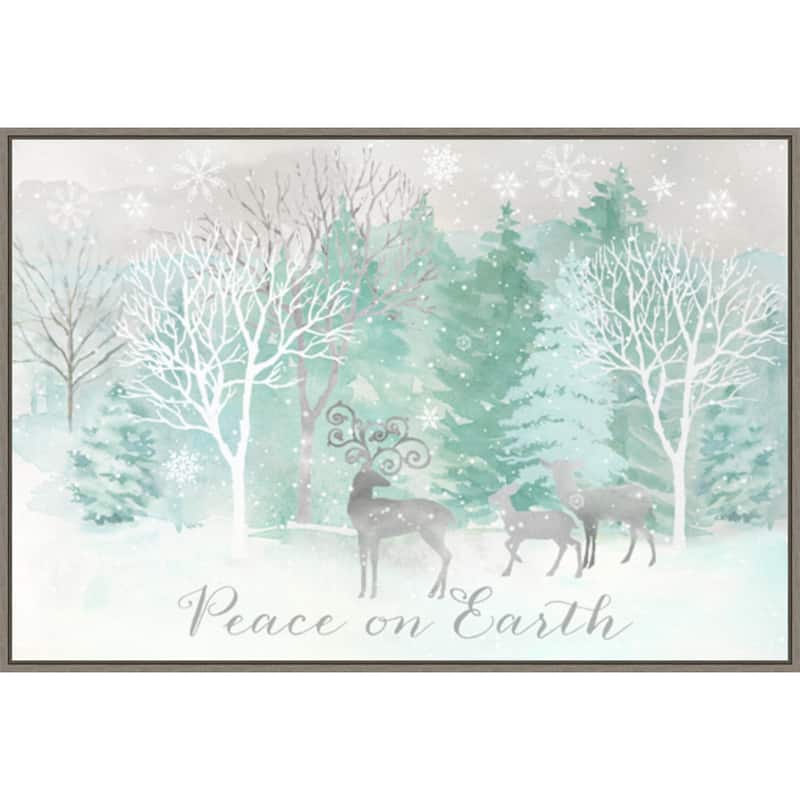 Peace on Earth Silver landscape by Cynthia Coulter Canvas Art Framed - 33 x 23 in