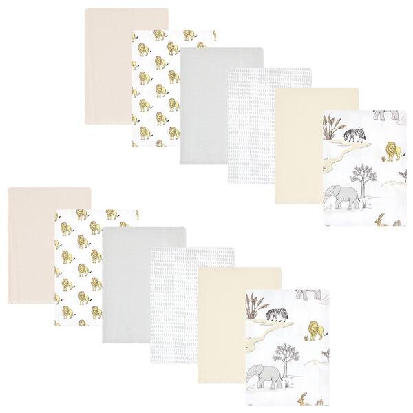 slide 1 of 1, Hudson Baby Cotton Flannel Burp Cloths Bundle, Neutral Safari World, One Size - Neutral Safari World - One Size