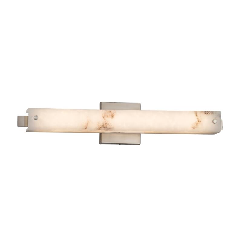 Justice Design LumenAria Edge Brushed Nickel ADA Wall/ Bath Bar, Faux Alabaster Shade