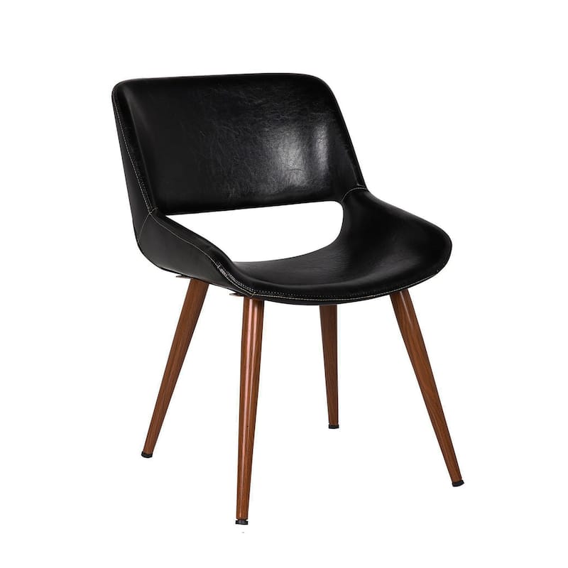 Porthos Home Shane Faux Leather Mid-Century Dining Chair with Metal Legs, Set of 2