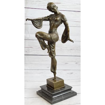 Bronze Marble Base Statue Dancer Vintage Theatre Signed Chiparus Drama Opera Art