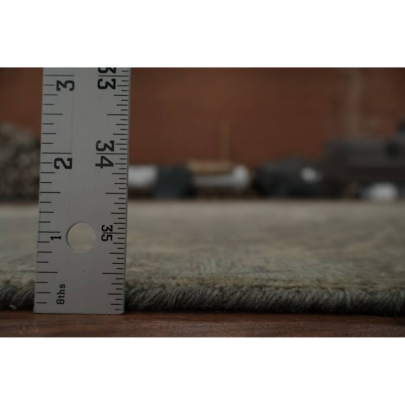 Hand Knotted Oriental 100% Wool Carpet Transitional Floral Greys & Charcoal Oushak Area Rug - 8' 7'' X 6' 0''