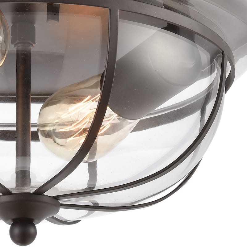 Elk Home Manhattan Oiled Bronze With Clear Glass 2 Light Flush Mount