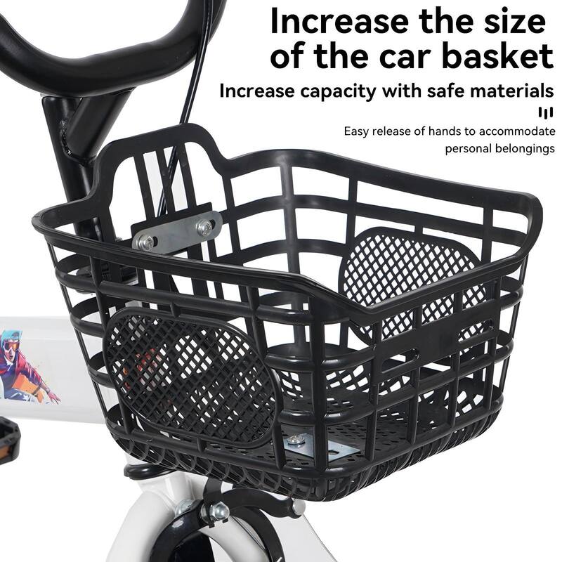 18 Inch Kids Bike with Adjustable Saddle, Dual Brakes and Training Wheels Steel Frame Bicycle for Ages 5-10