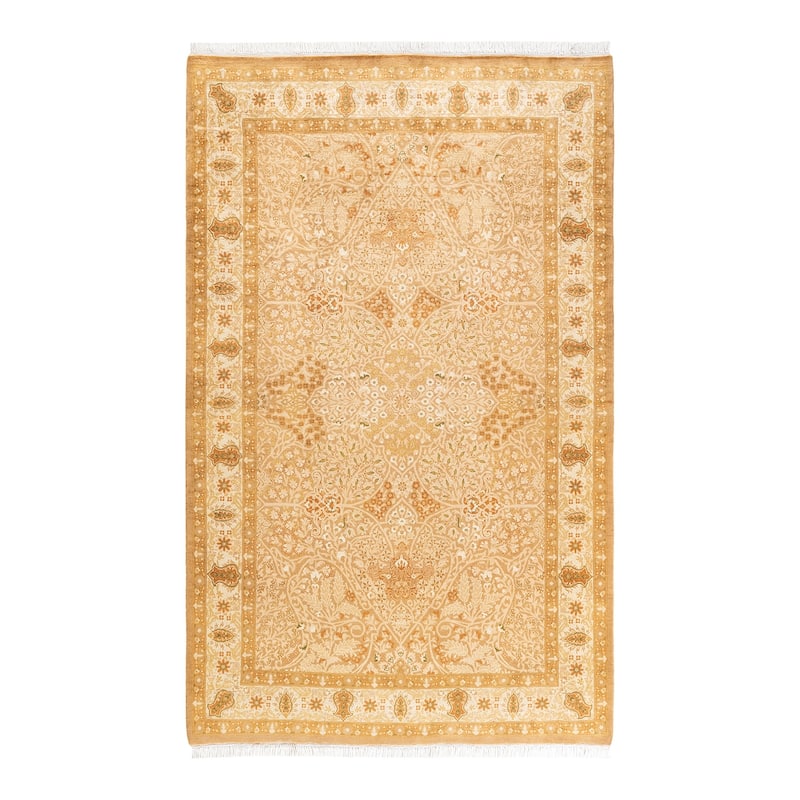 Overton Handknotted Wool Traditional Oriental Brown Area Rug - 5' x 8' - Bronze - 5' x 8'