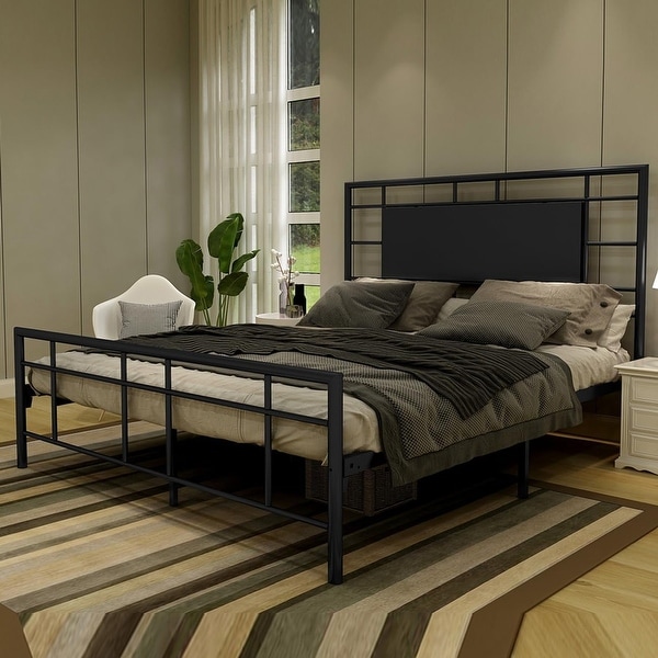 【送料関税無料】 Alazyhome with Frame Bed Platform Metal Black Design Modern ネームタグ