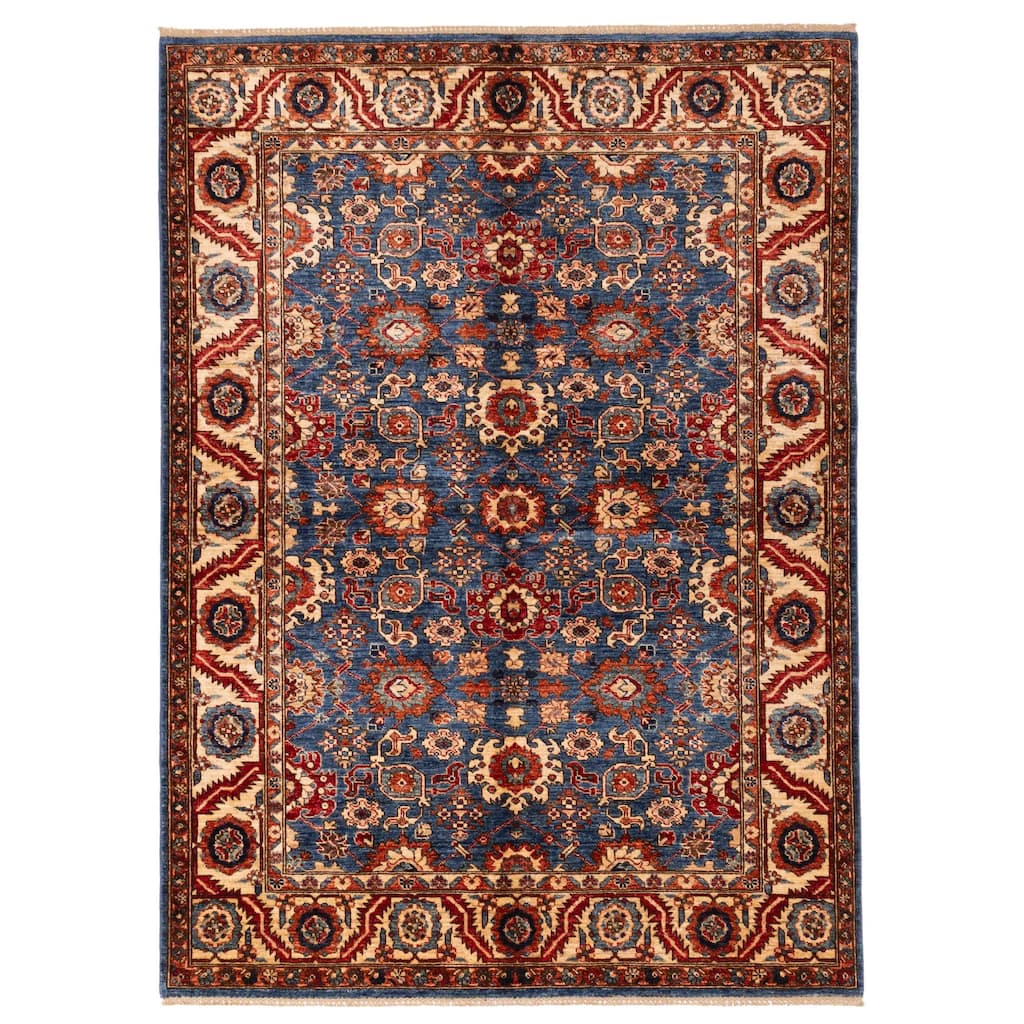 ECARPETGALLERY Hand-knotted Aryana Dark Blue Wool Rug - 5'9 x 7'9