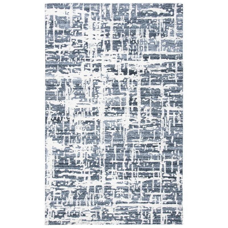 SAFAVIEH Handmade Soho Krystin Modern Abstract Rug - 6' Square - Grey/Ivory