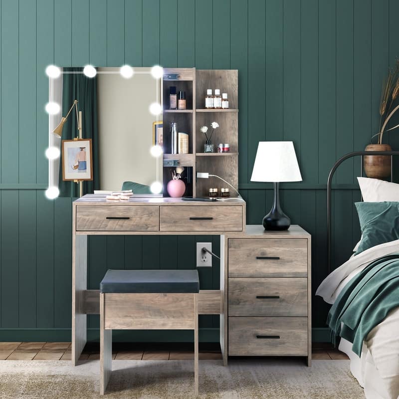FCH Grey Three Modes Lighting Dressing Table Set