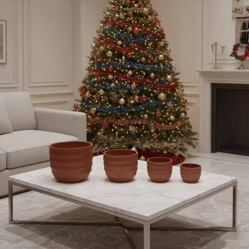 Handmade Terra Cotta Ceramic Planter Breathable Clay Drainage Holes - Coral