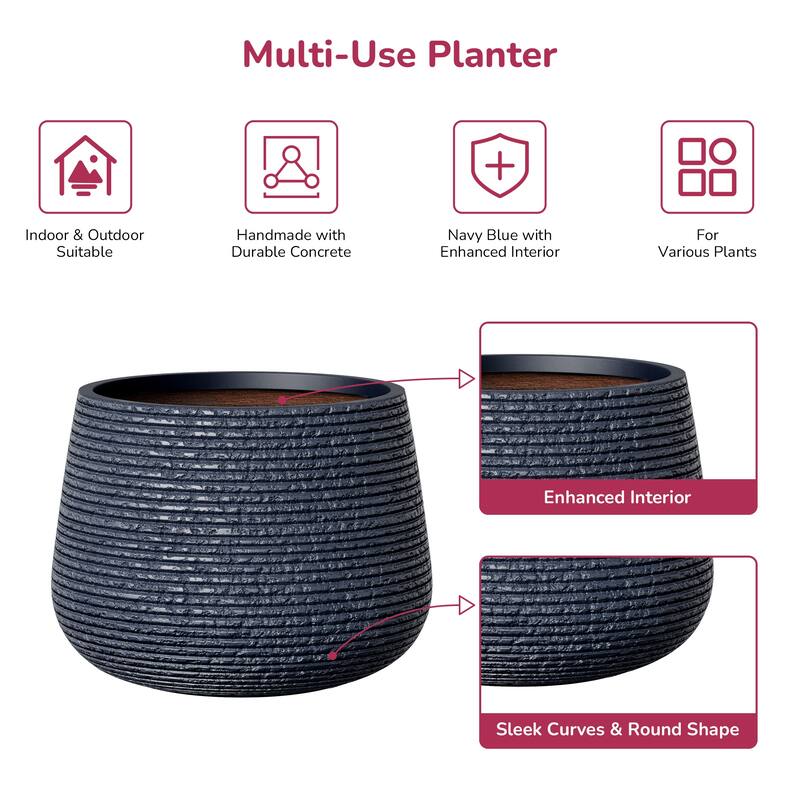 Upgraded Interior Concrete Round Planter with Draiange Holes