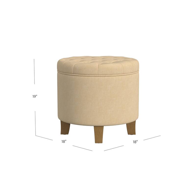 Carson Carrington Hare Button-tufted Round Storage Ottoman