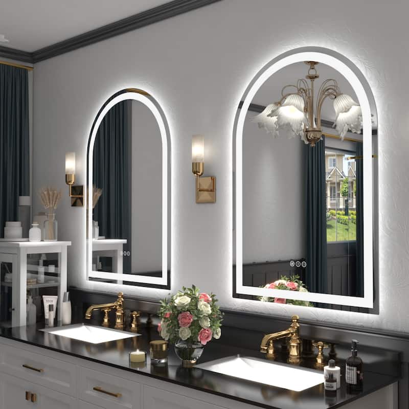 Arched LED Bathroom wall Mirror Front and Backlit light Anti Fog with 3 Year Warranty