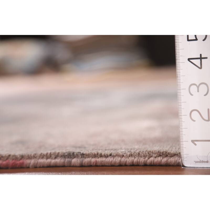 All-Over Abstract Indian Modern Rug Hand-Knotted Wool Carpet - 4'10"x 6'11"