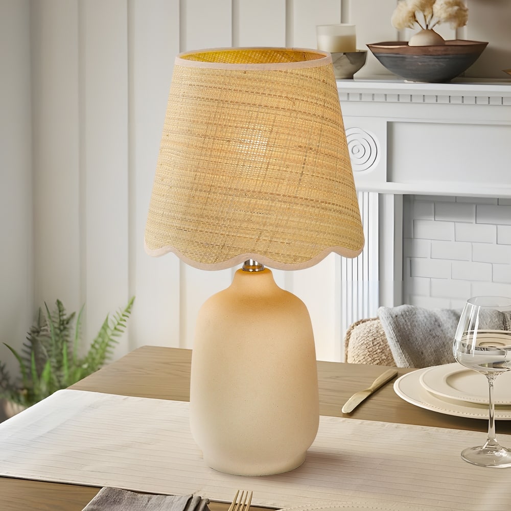 18.9" Ceramic LED Table Lamp, Living Room Lamps For End Tables
