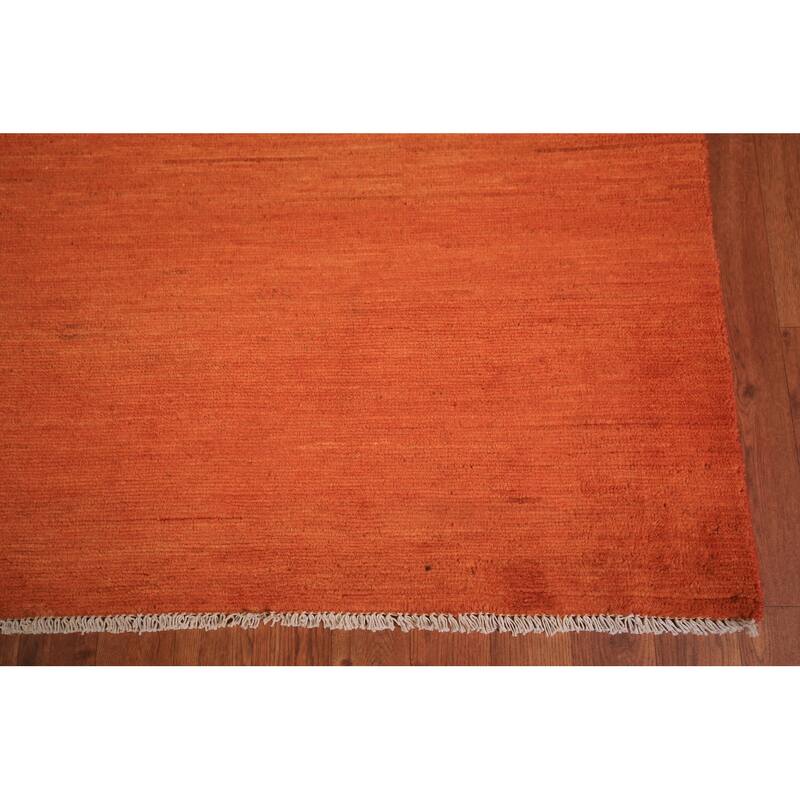 Orange Modern Gabbeh Area Rug Handmade Wool Carpet - 8'9" x 11'7"