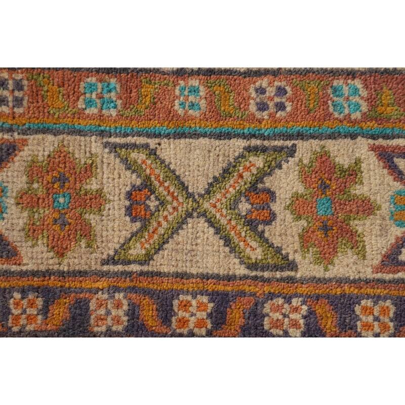 Turquoise Blue Kazak Oriental Accent Rug Hand-Knotted Wool Carpet - 2'8"x 3'10"