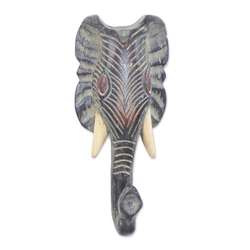 Novica Handmade Elephant Welcome African Wood Mask