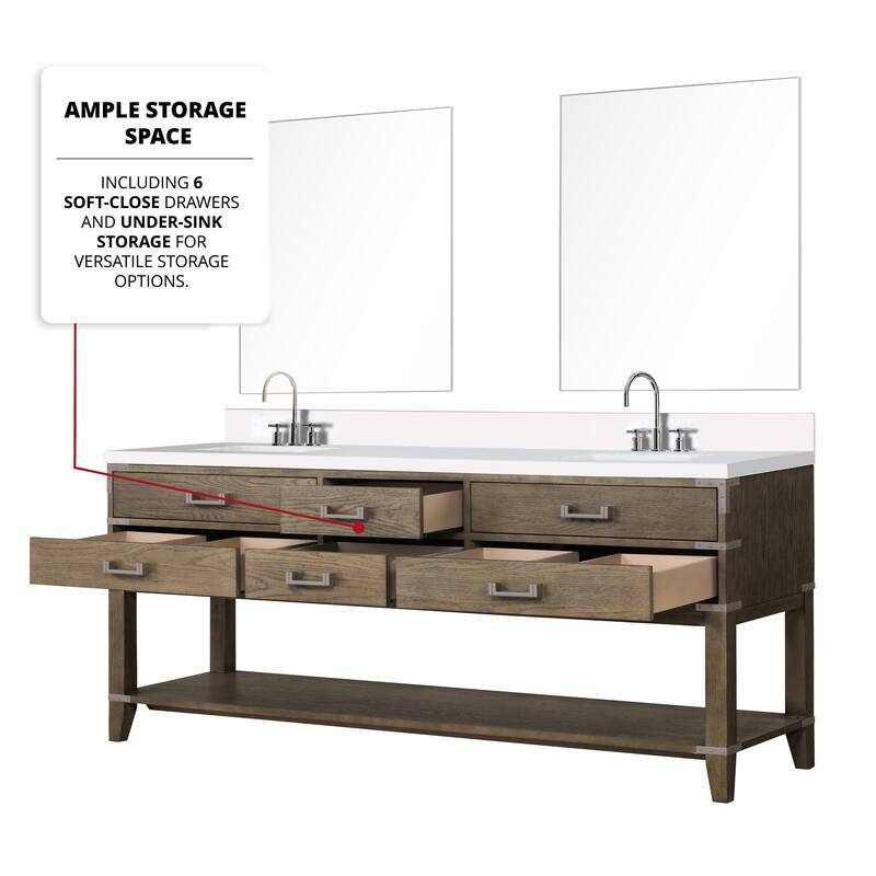 Norwalk 60 in W x 22 in D Black Oak Double Bath Vanity, Cultured Marble Top, Faucet Set, and 28 in Mirrors