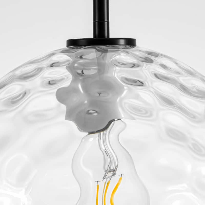 9.8" W 1-Light Modern Contemporary Gold/Black Metal Mini Hanging Pendant Lights with Clear Textured Glass Globe Shade