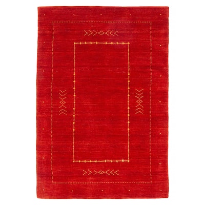 Kashkuli Gabbeh Red Rug 4'1" x 5'10" - 4'1 x 5'10
