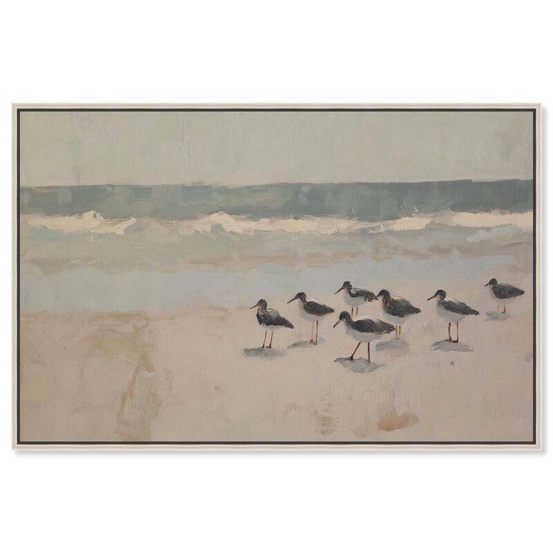 Seagulls at the Beach II Canvas by Art Remedy - Silver - 36" x 24"