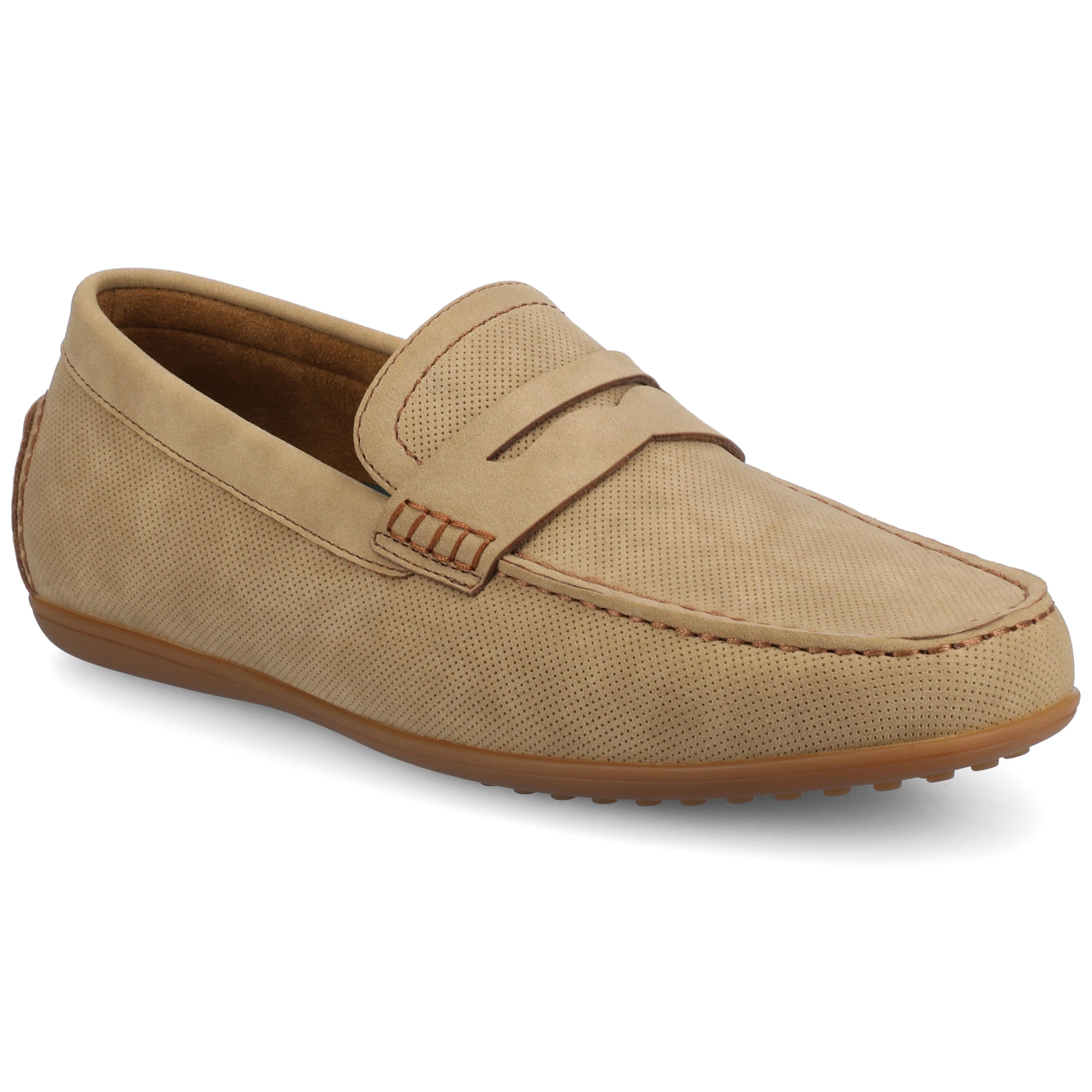 HEEZ Men\'s Brown Perforated Faux Leather Penny Loafers Slip On Driving Shoes HEEZ Men main image 2