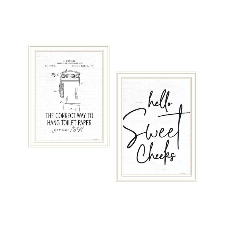 Trendy Decor 4U "The Correct Way to Hang Toilet Paper!" Printed Framed Wall Art by Lettered & Lined - White - 14 x 18