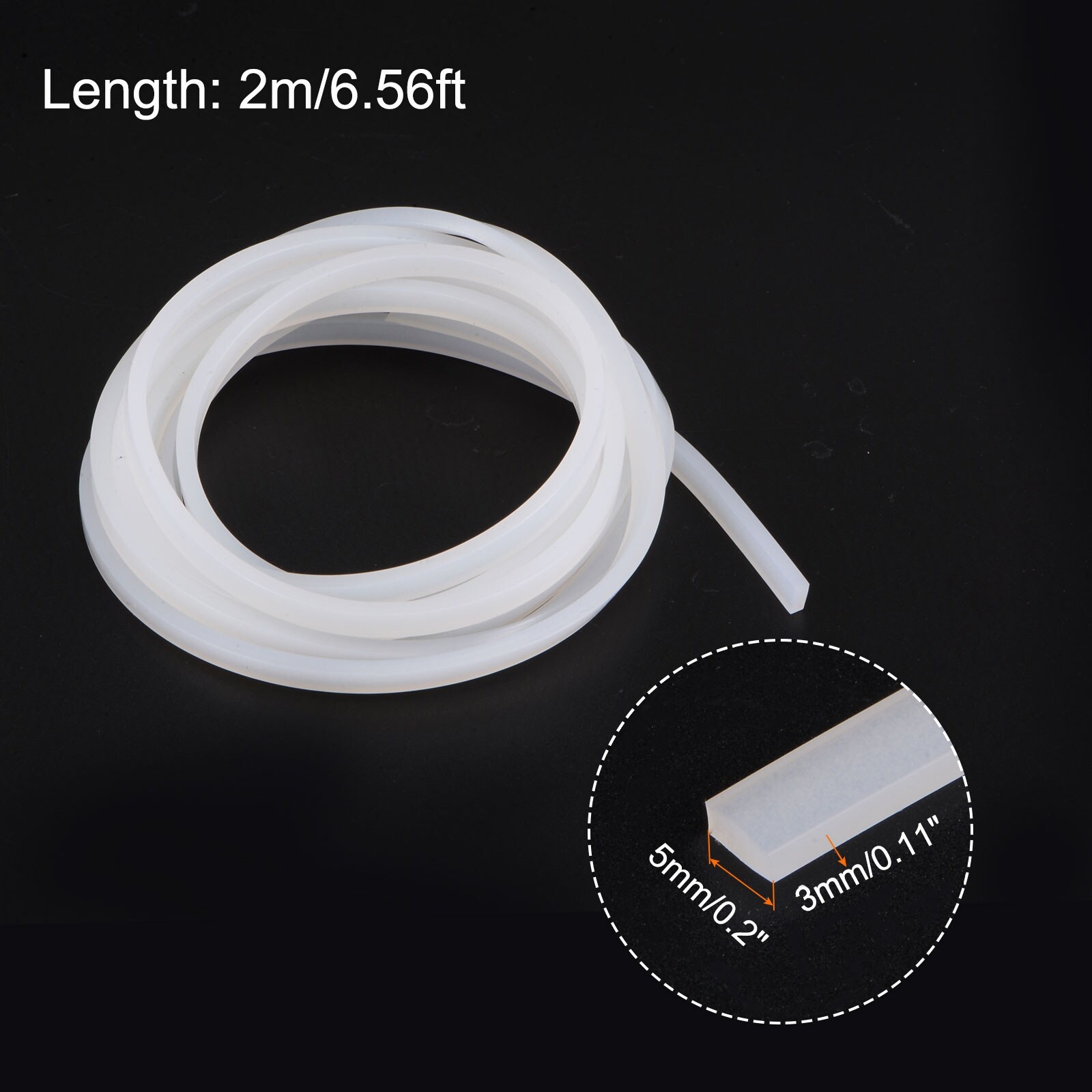 Bande Silicone Solide Non Adhésive – 0,2 X 0,12 X 6,56 Pi, Rouleau Blanc Uxcell
