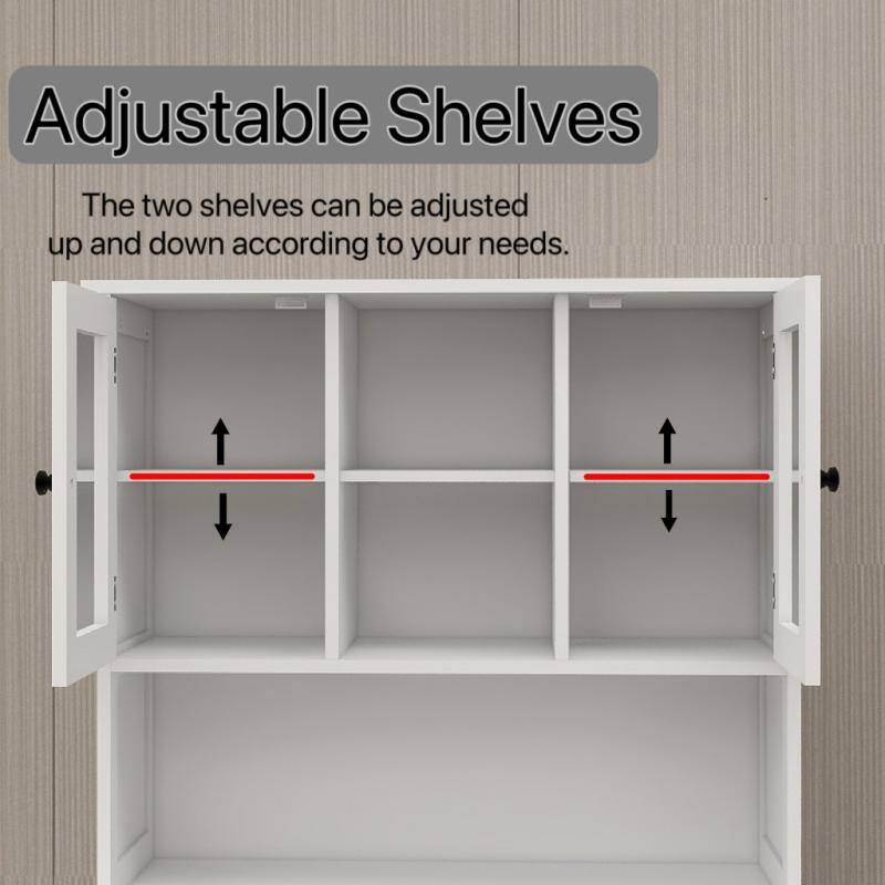 Anmytek 67.7" Tall White Kitchen Storage Cabinet with Tilt Out Trash, 2 Drawers & Adjustable Shelves