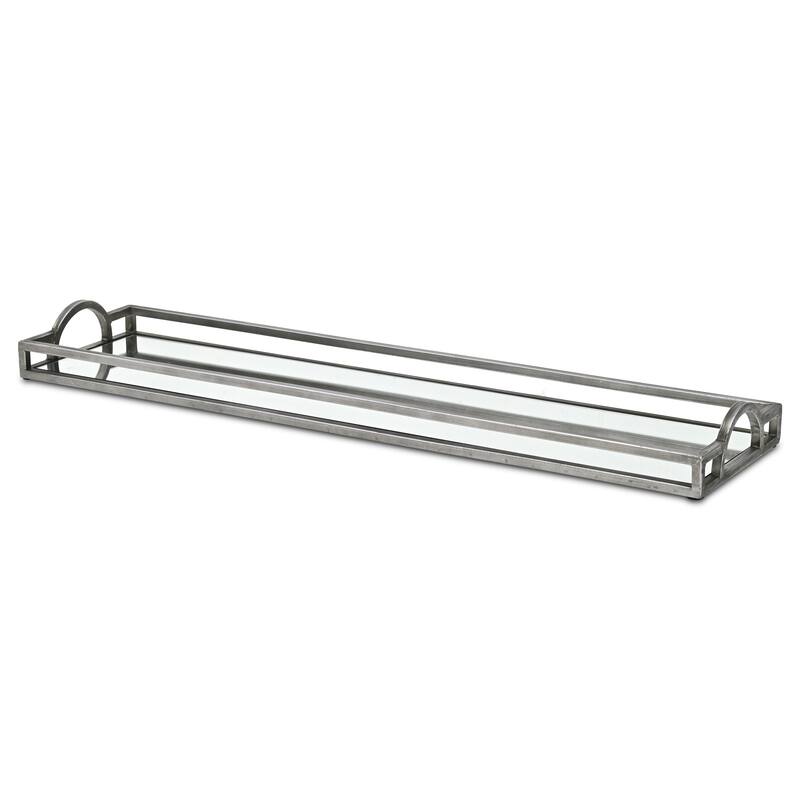 Verena Slim Rectangular Mirrored Tray - Silver