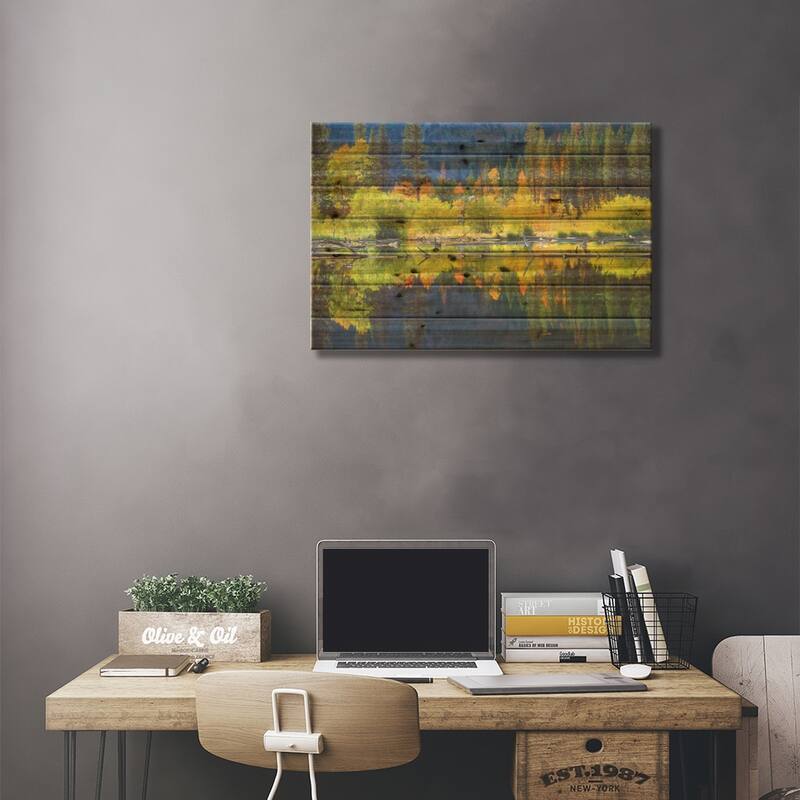 Vibrant Mountain Landscape And Its Reflection, Sierra Nevada, California, USA Print On Wood by Christopher Talbot Frank