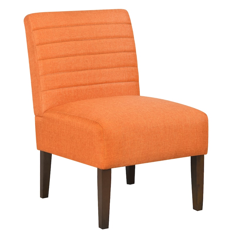 Blue Modern Armless Accent Chair - Tufted Upholstery, Wood Legs, Horizontal Back, Multi-Scene Fabric Side Chair - Orange