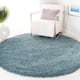SAFAVIEH California Shag Izat 2-inch Thick Area Rug - 6'7" x 6'7" Round - Light Blue