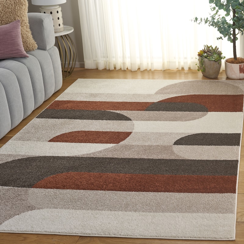SAFAVIEH Adirondack Jarmila Mid-Centry Modern Retro Rug - 9' x 12' - Beige/Rust