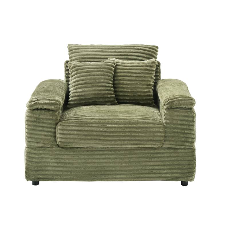Corduroy Single Sofa Sets with 2 Throw Pillows and 500lb Weight Capacity