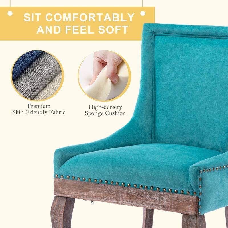 Thickened Side Dining Chair with Solid Wood Legs Set of 6