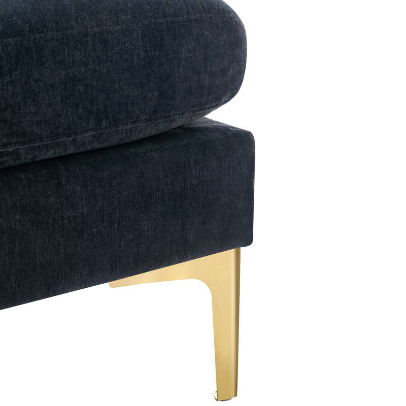 110.6" Velvet L-Shaped Sectional Sofa with Movable Ottoman and Storage Pockets