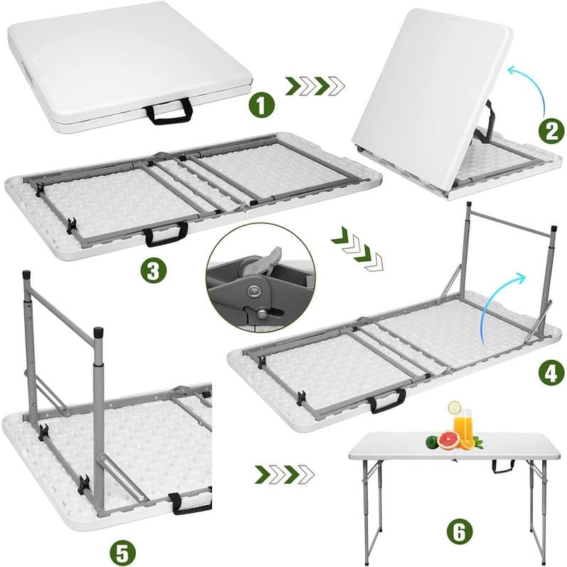 4 Foot Portable Heavy Duty Plastic Fold-in-Half Utility Table