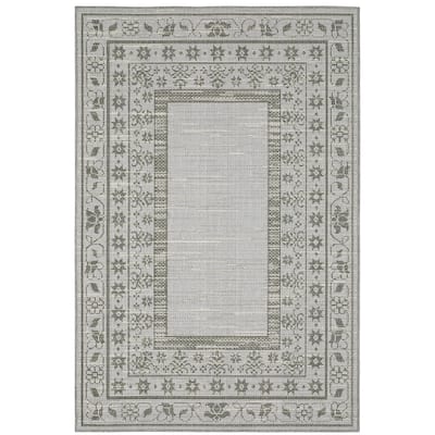 Dayton Beige Grey Border Outdoor Casual Area Rug