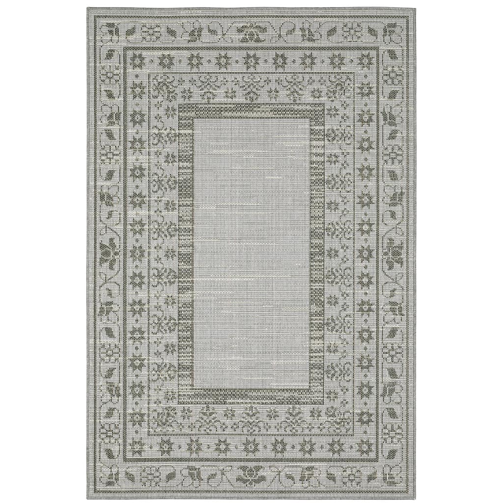 Dayton Beige Grey Border Outdoor Casual Area Rug