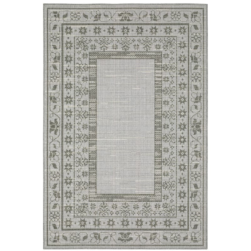 Dayton Beige Grey Border Outdoor Casual Area Rug