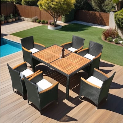 7 Piece Outdoor Patio Wicker Dining Set Patio Wicker Furniture Dining Set
